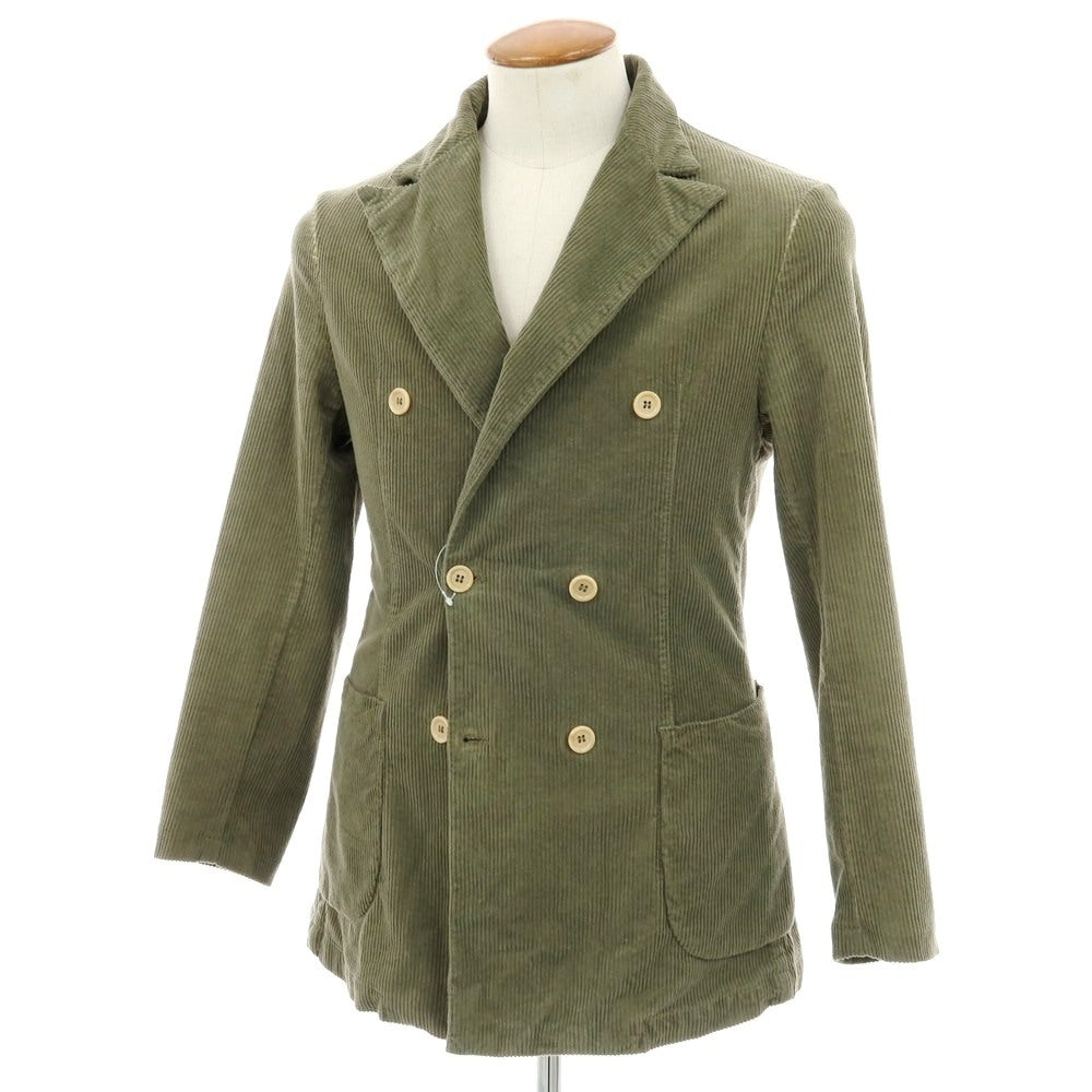 【中古】バグッタ Bagutta ストレッチ コットン コーデュロイ ダブル6B カジュアルジャケット オリーブ【 46 】【 状態ランクB 】【 メンズ 】