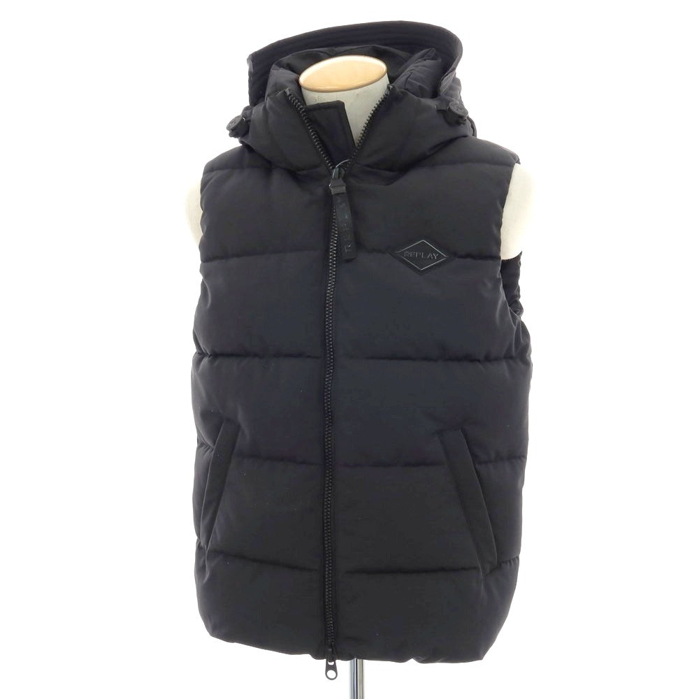 【中古】リプレイ REPLAY ポリエステル フーデッド 中綿ベスト ブルゾン ブラック【 S 】【 状態ランクB 】【 メンズ 】