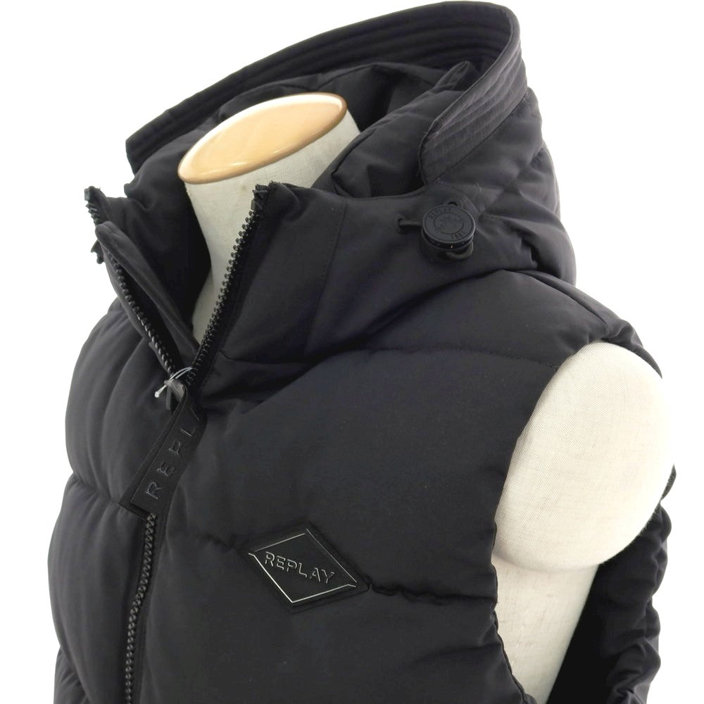【中古】リプレイ REPLAY ポリエステル フーデッド 中綿ベスト ブルゾン ブラック【 S 】【 状態ランクB 】【 メンズ 】