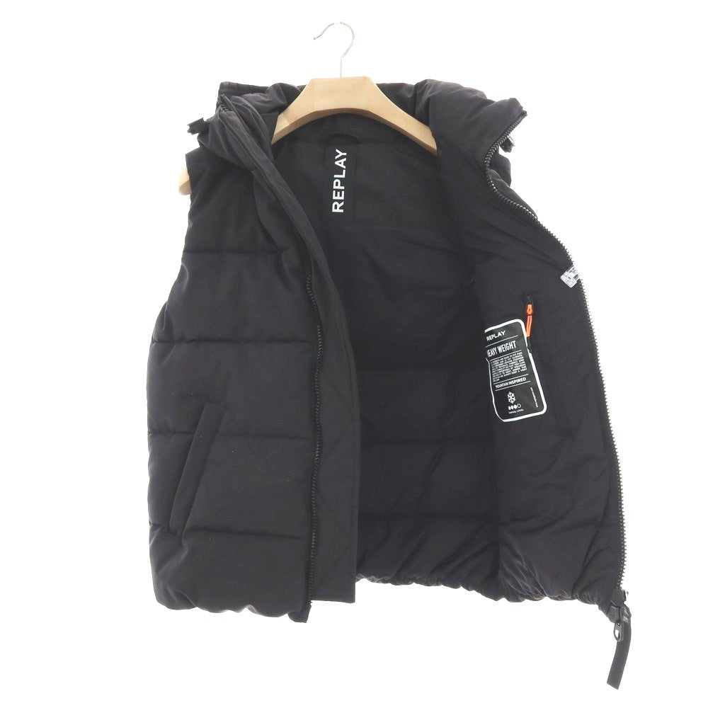 【中古】リプレイ REPLAY ポリエステル フーデッド 中綿ベスト ブルゾン ブラック【 S 】【 状態ランクB 】【 メンズ 】