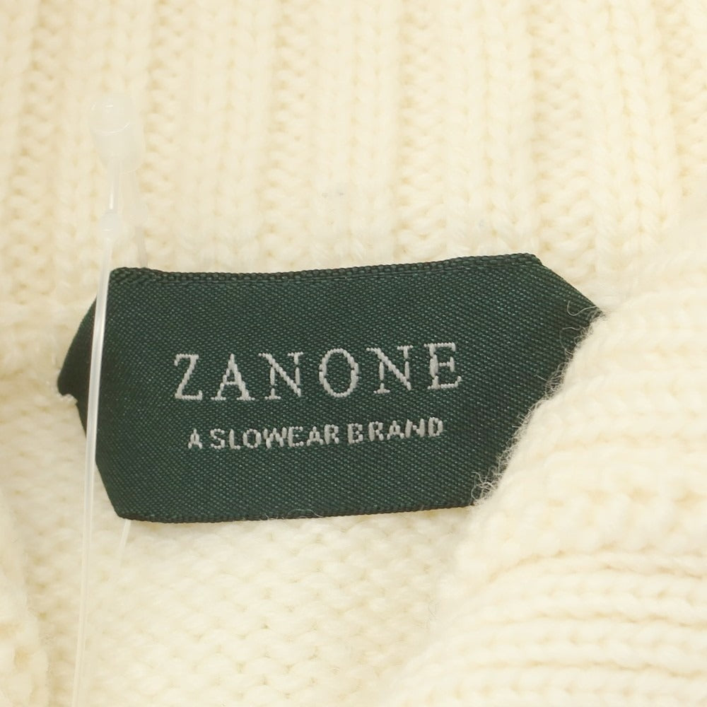 【中古】ザノーネ ZANONE CHIOTO キョート ミドルゲージ ウール スタンドカラー カーディガン アイボリー【 46 】【 状態ランクC 】【 メンズ 】