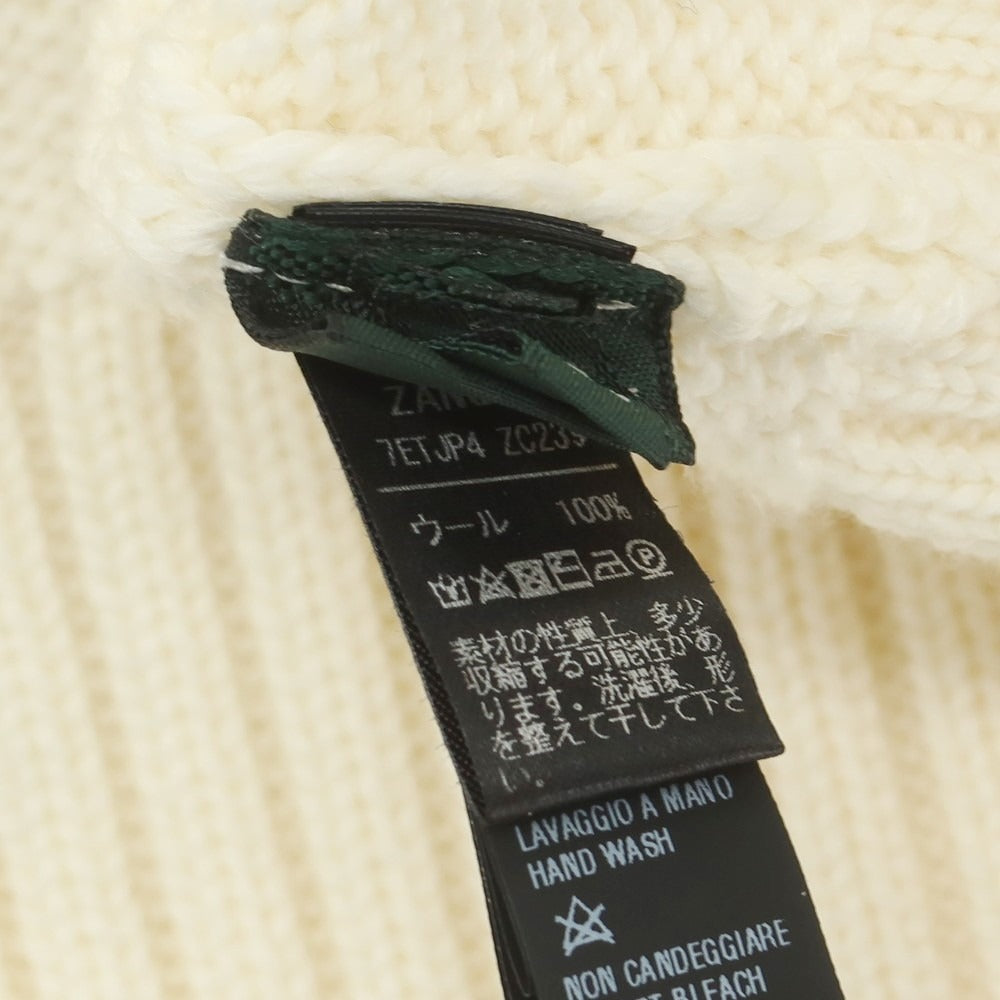 【中古】ザノーネ ZANONE CHIOTO キョート ミドルゲージ ウール スタンドカラー カーディガン アイボリー【 サイズ46 】【 状態ランクC 】【 メンズ 】 [APD]