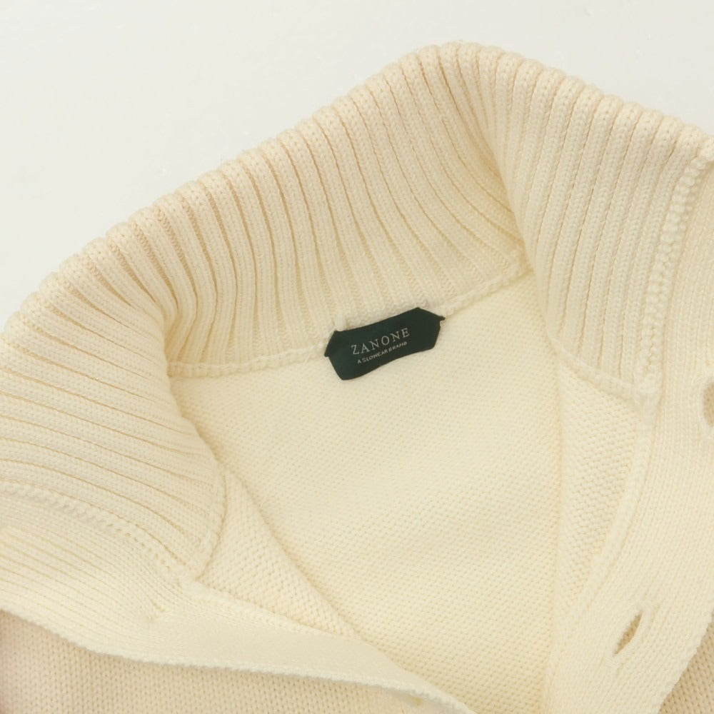 【中古】ザノーネ ZANONE CHIOTO キョート ミドルゲージ ウール スタンドカラー カーディガン アイボリー【 46 】【 状態ランクC 】【 メンズ 】