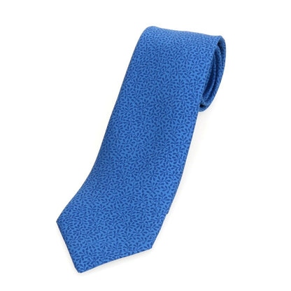 【中古】エルメス HERMES ボタニカル柄 プリント シルク 三つ折り ネクタイ ブルー【 状態ランクA 】【 メンズ 】