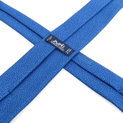 【中古】エルメス HERMES ボタニカル柄 プリント シルク 三つ折り ネクタイ ブルー【 状態ランクA 】【 メンズ 】