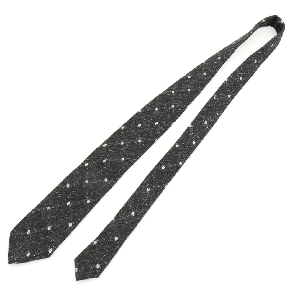 【中古】タイユアタイ TIE YOUR TIE シルクウール系 三つ折り 花小紋柄ネクタイ チャコール【 状態ランクB 】【 メンズ 】