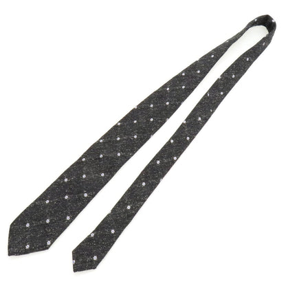 【中古】タイユアタイ TIE YOUR TIE シルクウール系 三つ折り 花小紋柄ネクタイ チャコール【 状態ランクB 】【 メンズ 】