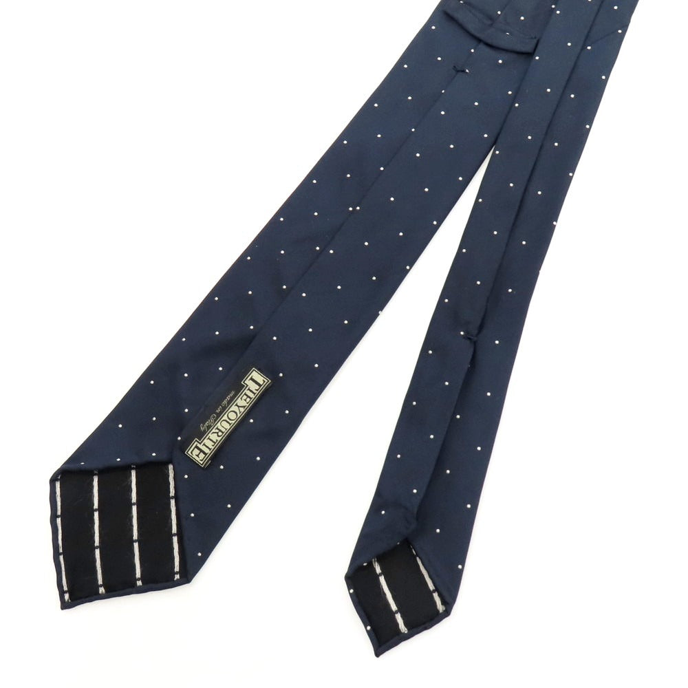【中古】タイユアタイ TIE YOUR TIE シルク系 セッテピエゲ ドット柄ネクタイ ネイビーxホワイト【 状態ランクB 】【 メンズ 】