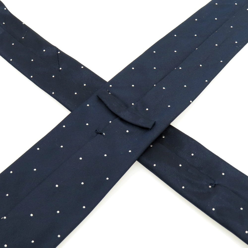 【中古】タイユアタイ TIE YOUR TIE シルク系 セッテピエゲ ドット柄ネクタイ ネイビーxホワイト【 状態ランクB 】【 メンズ 】