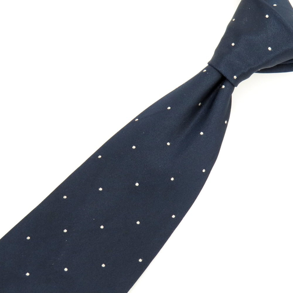 【中古】タイユアタイ TIE YOUR TIE シルク系 セッテピエゲ ドット柄ネクタイ ネイビーxホワイト【 状態ランクB 】【 メンズ 】