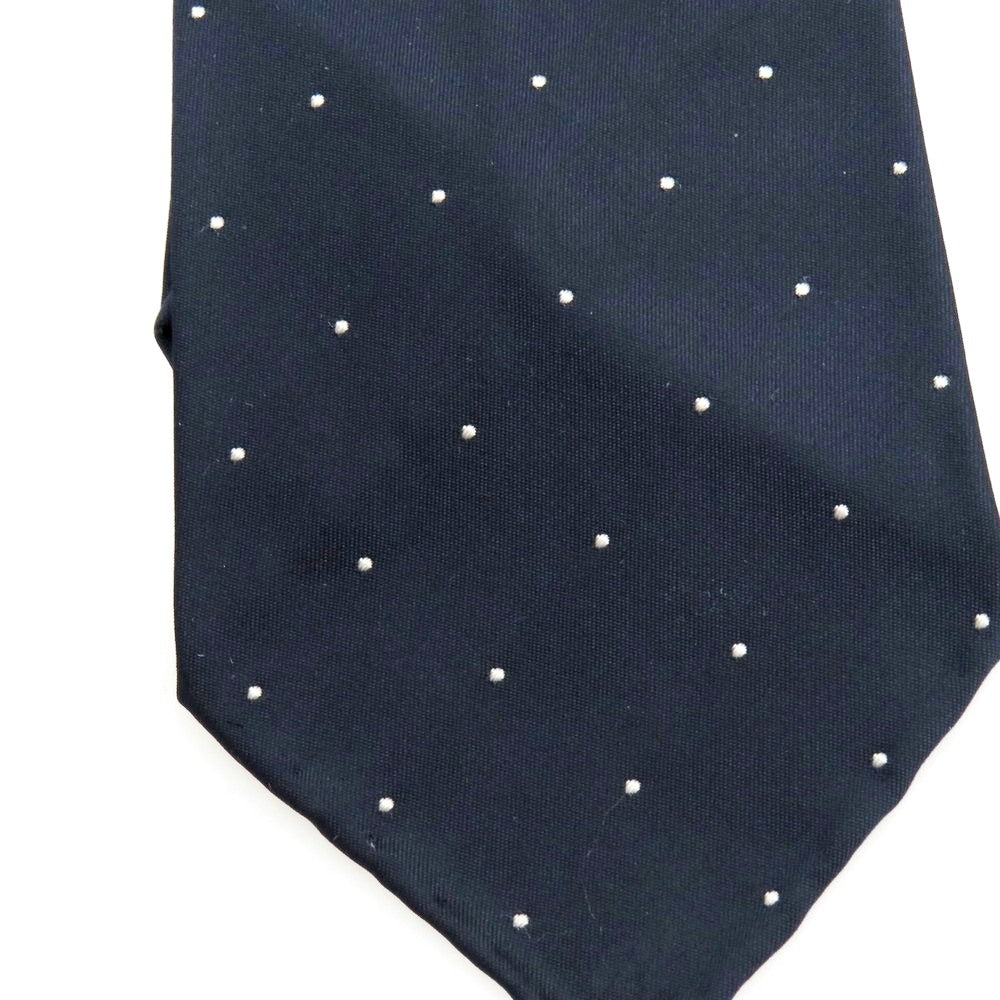 【中古】タイユアタイ TIE YOUR TIE シルク系 セッテピエゲ ドット柄ネクタイ ネイビーxホワイト【 状態ランクB 】【 メンズ 】
