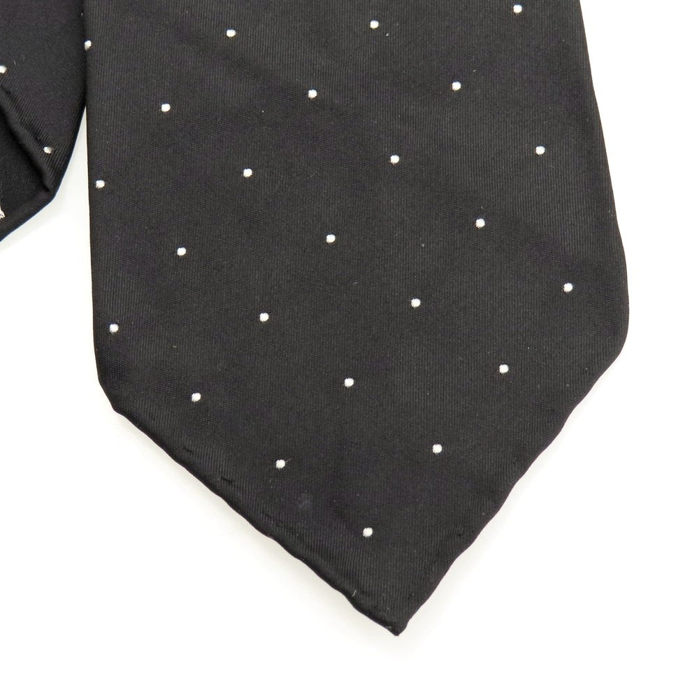 【中古】タイユアタイ TIE YOUR TIE シルク系 セッテピエゲ ドット柄ネクタイ ブラック【 状態ランクB 】【 メンズ 】