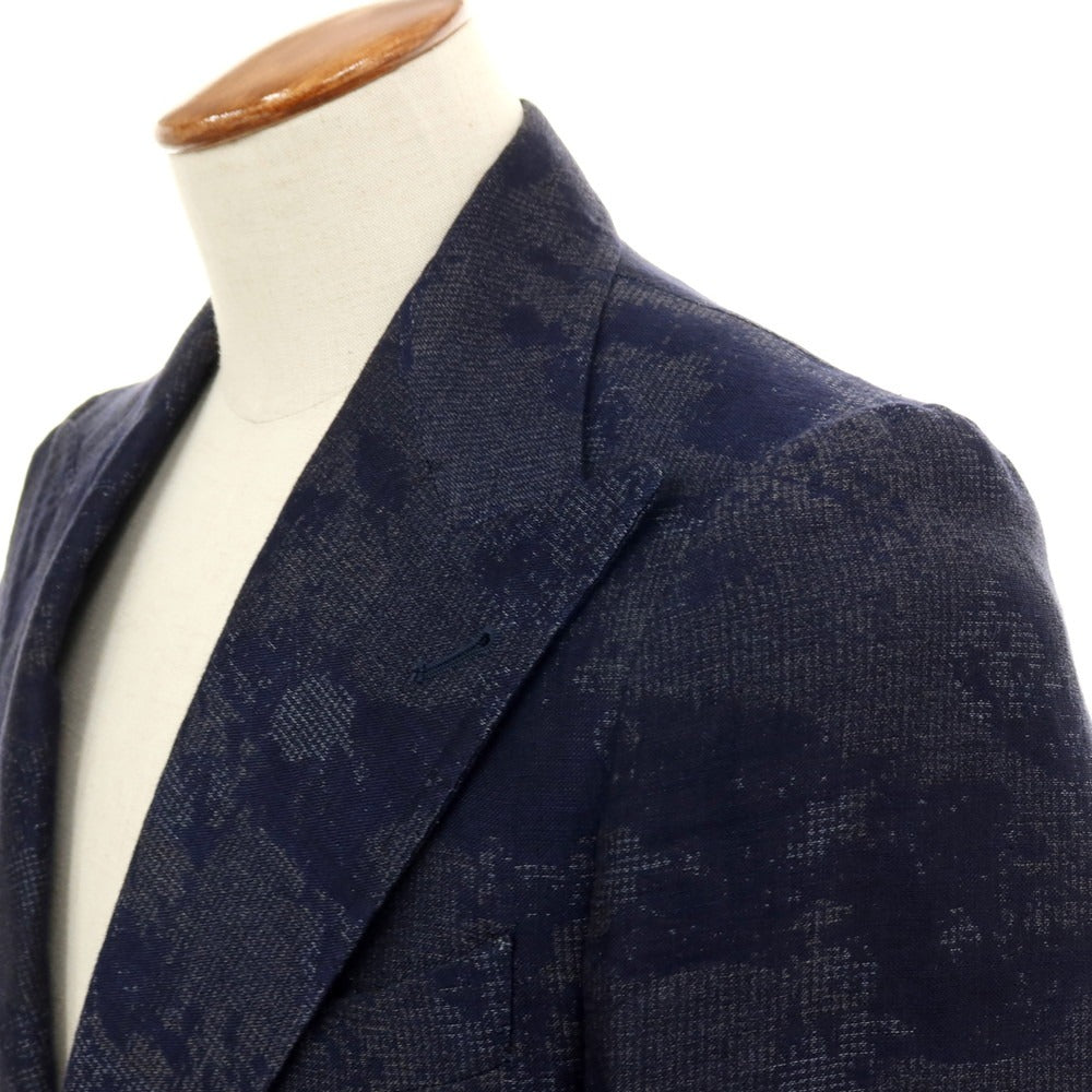 【中古】タリアトーレ TAGLIATORE リネンコットン ジャカード カジュアルジャケット ネイビー【 サイズ46 】【 状態ランクC 】【 メンズ 】 [APD]