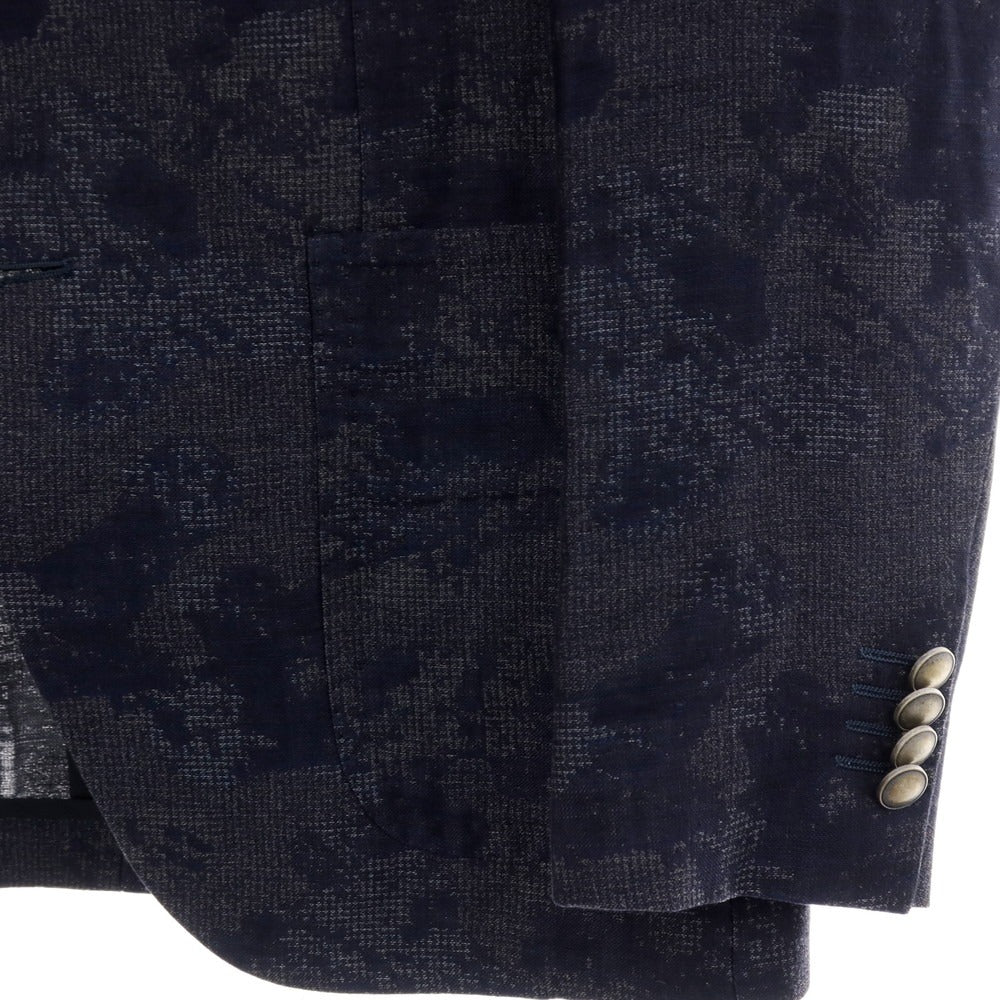 【中古】タリアトーレ TAGLIATORE リネンコットン ジャカード カジュアルジャケット ネイビー【サイズ46】【 状態ランクC 】【 メンズ 】