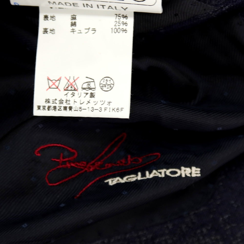【中古】タリアトーレ TAGLIATORE リネンコットン ジャカード カジュアルジャケット ネイビー【サイズ46】【 状態ランクC 】【 メンズ 】
