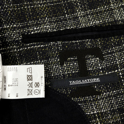 【中古】タリアトーレ TAGLIATORE ウールコットン チェック テーラードジャケット モスグリーンxホワイト【サイズ46】【 状態ランクB 】【 メンズ 】