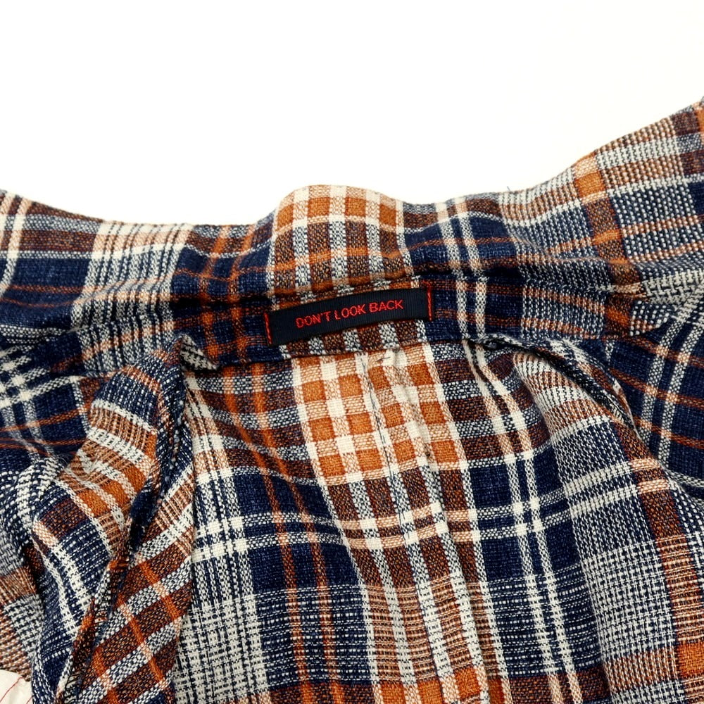 【中古】ザ ジジ THE GIGI リネンコットン チェック テーラードジャケット ネイビーxオレンジ【サイズ44】【 状態ランクB 】【 メンズ 】