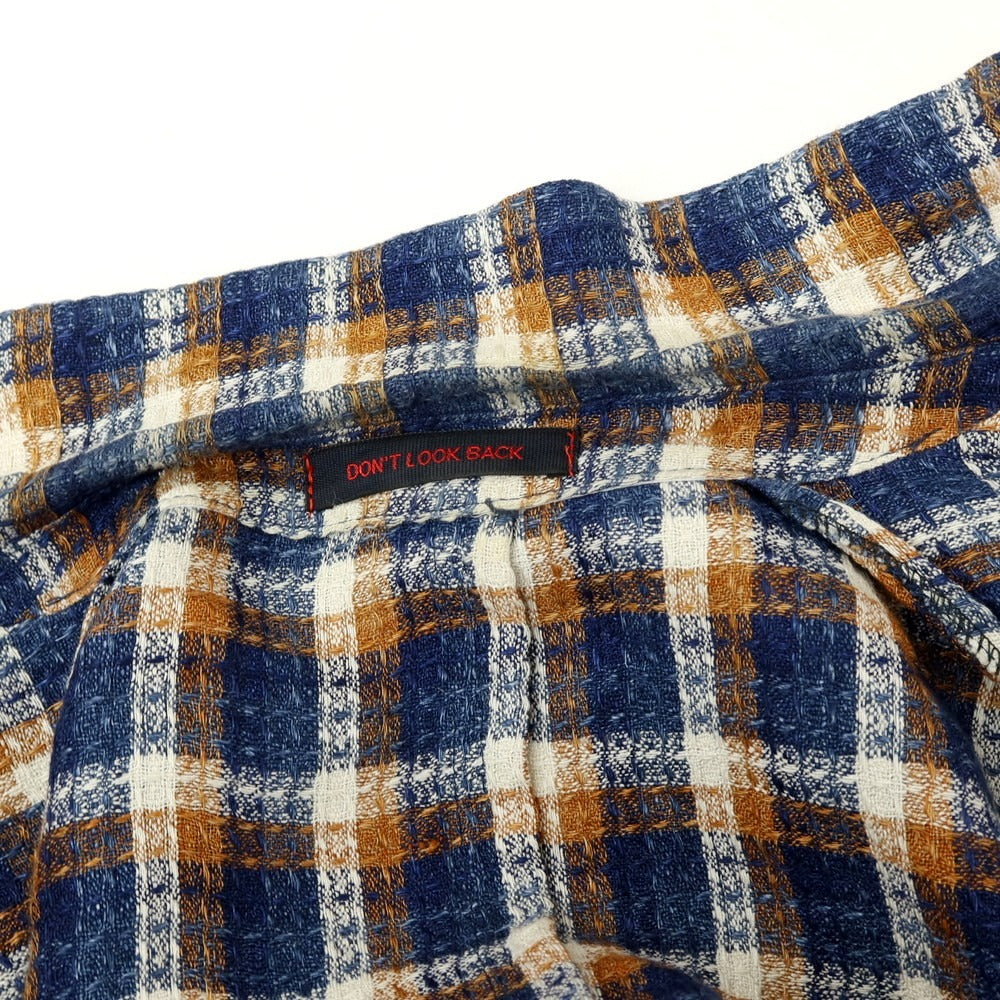 【中古】ザ ジジ THE GIGI リネンコットン チェック テーラードジャケット ネイビーxオレンジ系【サイズ46】【 状態ランクC 】【 メンズ 】