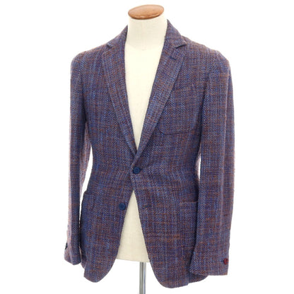 【中古】エルネスト ernesto GFB シルクコットン ヘリンボーン 2B カジュアルジャケット ネイビーxライトブラウン【サイズ48】【 状態ランクC 】【 メンズ 】