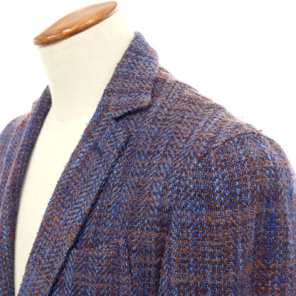 【中古】エルネスト ernesto GFB シルクコットン ヘリンボーン 2B カジュアルジャケット ネイビーxライトブラウン【サイズ48】【 状態ランクC 】【 メンズ 】