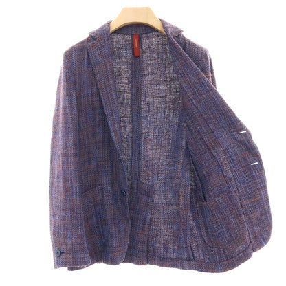 【中古】エルネスト ernesto GFB シルクコットン ヘリンボーン 2B カジュアルジャケット ネイビーxライトブラウン【サイズ48】【 状態ランクC 】【 メンズ 】