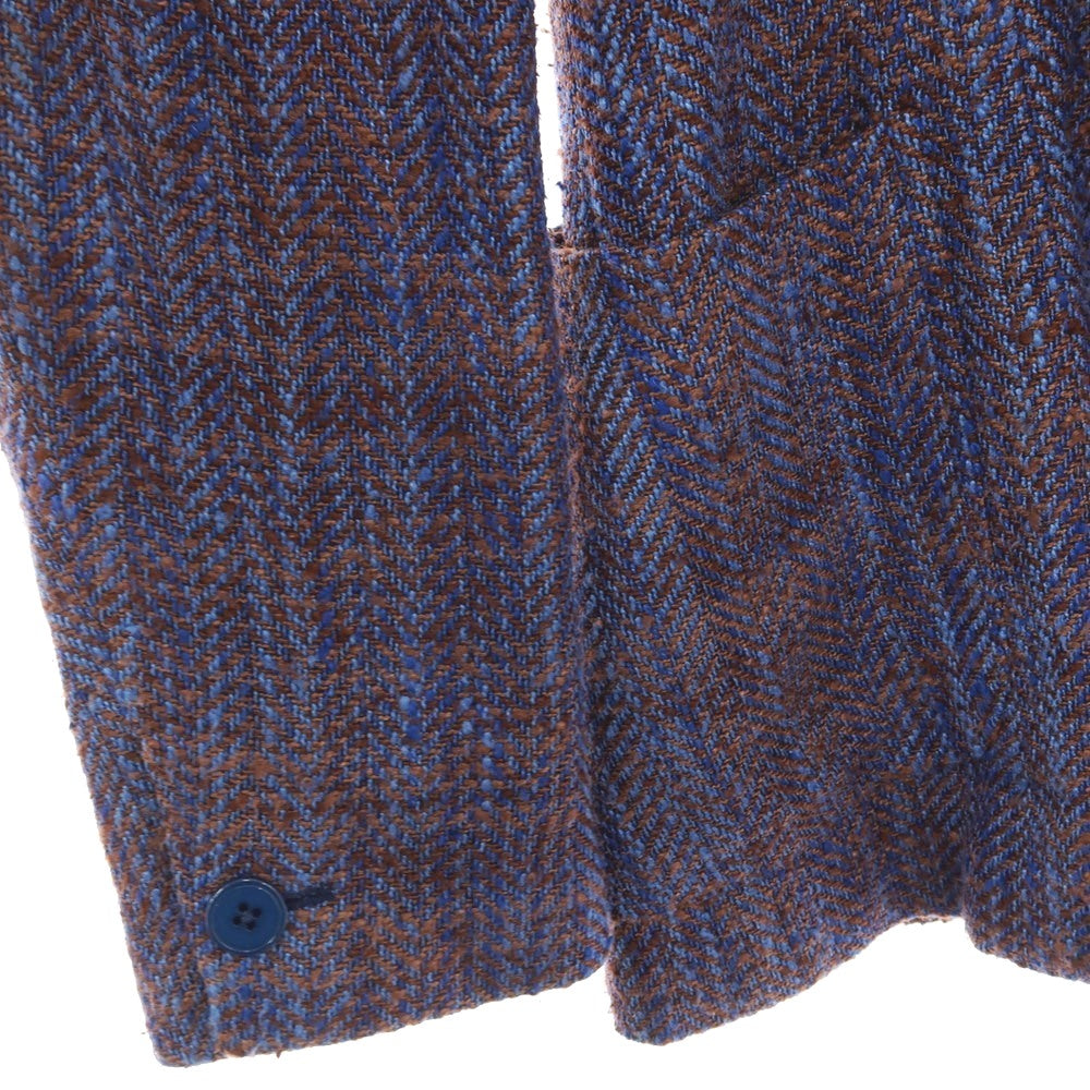 【中古】エルネスト ernesto GFB シルクコットン ヘリンボーン 2B カジュアルジャケット ネイビーxライトブラウン【サイズ48】【 状態ランクC 】【 メンズ 】