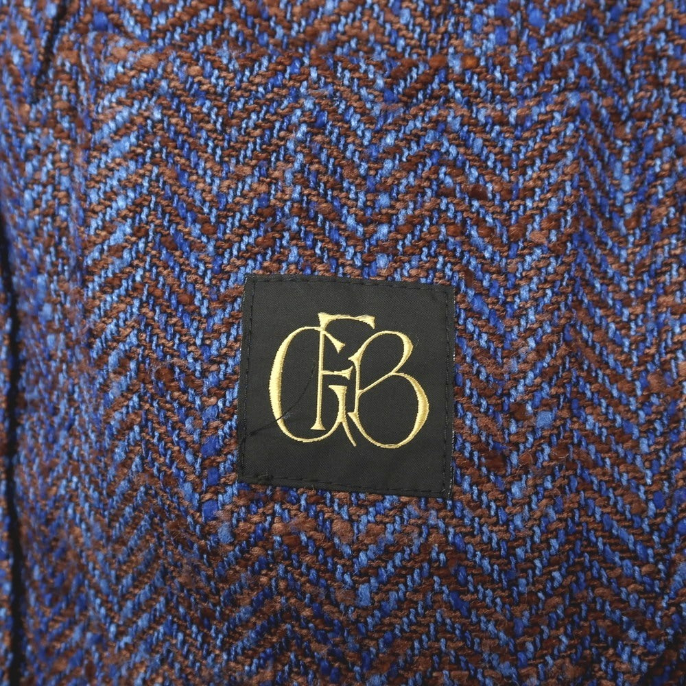 【中古】エルネスト ernesto GFB シルクコットン ヘリンボーン 2B カジュアルジャケット ネイビーxライトブラウン【サイズ48】【 状態ランクC 】【 メンズ 】