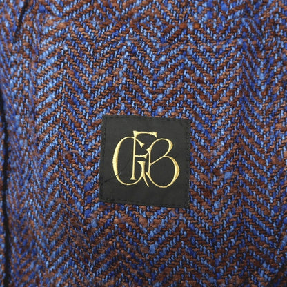 【中古】エルネスト ernesto GFB シルクコットン ヘリンボーン 2B カジュアルジャケット ネイビーxライトブラウン【サイズ48】【 状態ランクC 】【 メンズ 】