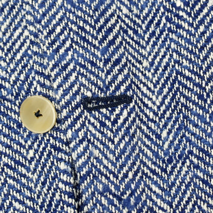 【中古】エルネスト ernesto GFB シルクコットン ヘリンボーン 2B カジュアルジャケット ネイビーxホワイト【サイズ48】【 状態ランクB 】【 メンズ 】