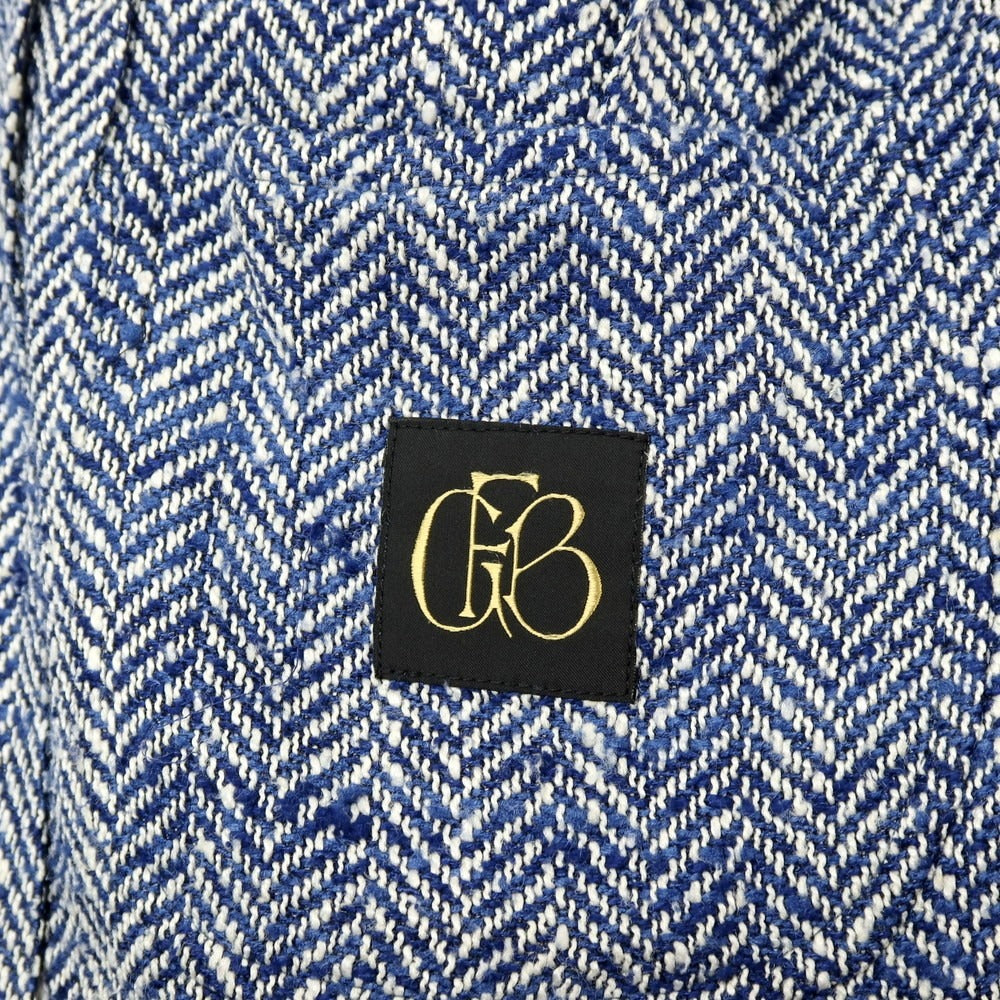 【中古】エルネスト ernesto GFB シルクコットン ヘリンボーン 2B カジュアルジャケット ネイビーxホワイト【サイズ48】【 状態ランクB 】【 メンズ 】