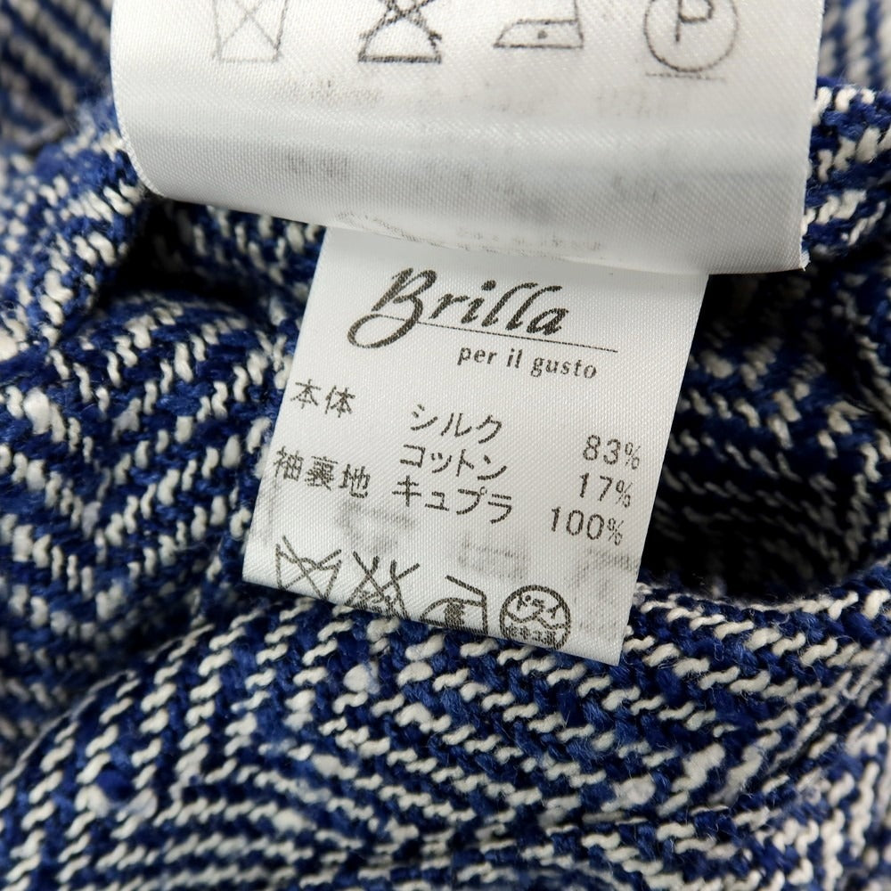 【中古】エルネスト ernesto GFB シルクコットン ヘリンボーン 2B カジュアルジャケット ネイビーxホワイト【サイズ48】【 状態ランクB 】【 メンズ 】