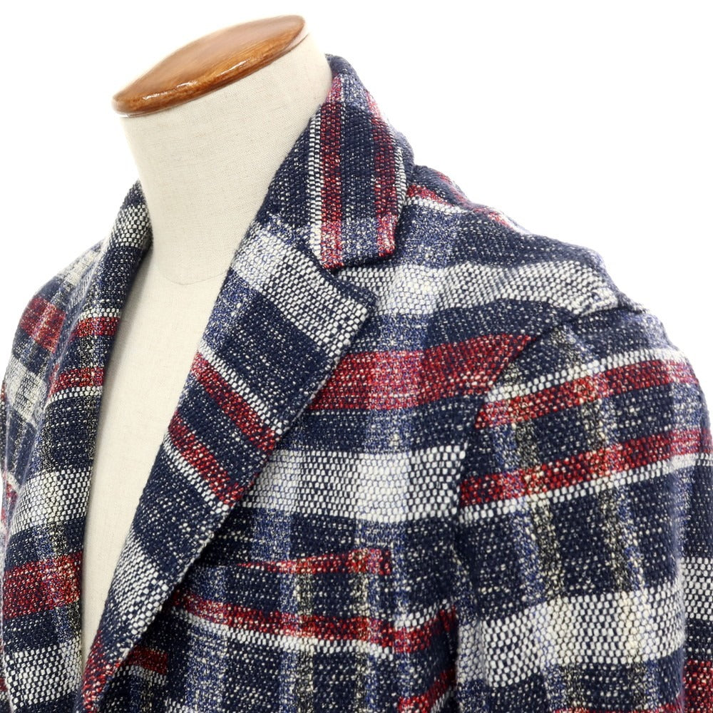 【中古】アルテア Altea COPPER ストレッチ コットンアクリルナイロン チェック 2B カジュアルジャケット ネイビーxレッド【サイズM】【 状態ランクB 】【 メンズ 】