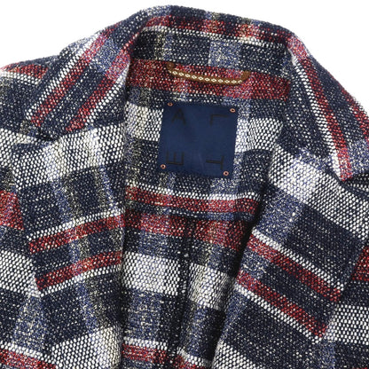 【中古】アルテア Altea COPPER ストレッチ コットンアクリルナイロン チェック 2B カジュアルジャケット ネイビーxレッド【サイズM】【 状態ランクB 】【 メンズ 】