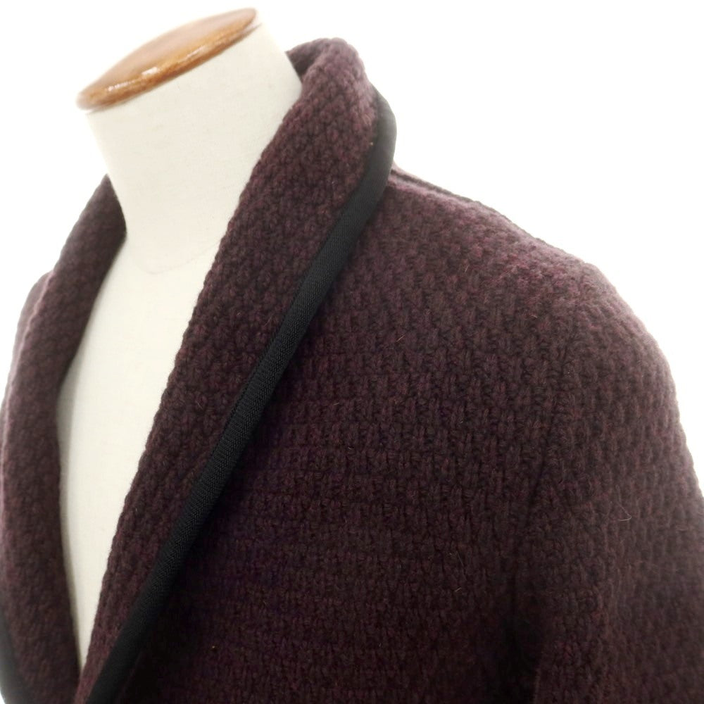 【中古】ラルディーニ LARDINI ミドルゲージ ウール ショールカラー ニットジャケット ダークパープル【サイズM】【メンズ】 中古】ラルディーニ LARDINI ミドルゲージ ウール ショールカラー