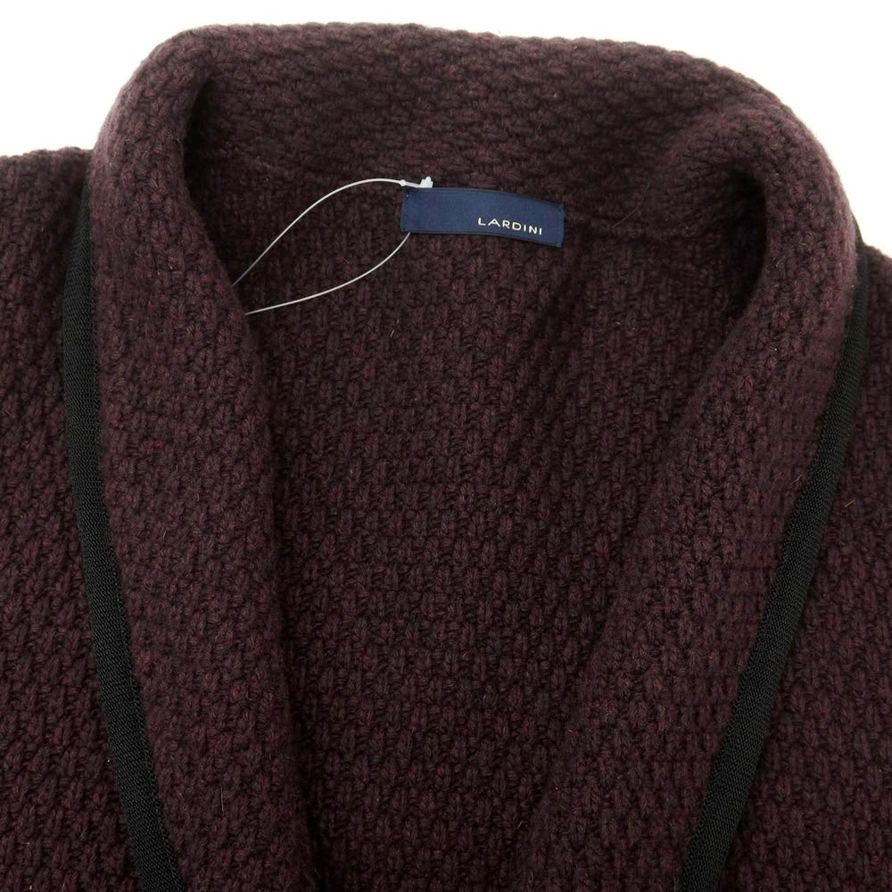 【中古】ラルディーニ LARDINI ミドルゲージ ウール ショールカラー ニットジャケット ダークパープル【 M 】【 状態ランクB 】【 メンズ 】