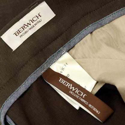 【中古】【未使用】ベルウィッチ BERWICH ストレッチ ポリエステルウール イージースラックスパンツ ダークオリーブxダークブラウン【 50 】【 状態ランクS 】【 メンズ 】 []