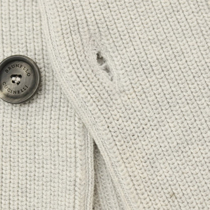 【中古】ブルネロクチネリ Brunello Cucinelli コットン ショールカラー カーディガン ライトグレー【サイズ52】【 状態ランクC 】【 メンズ 】