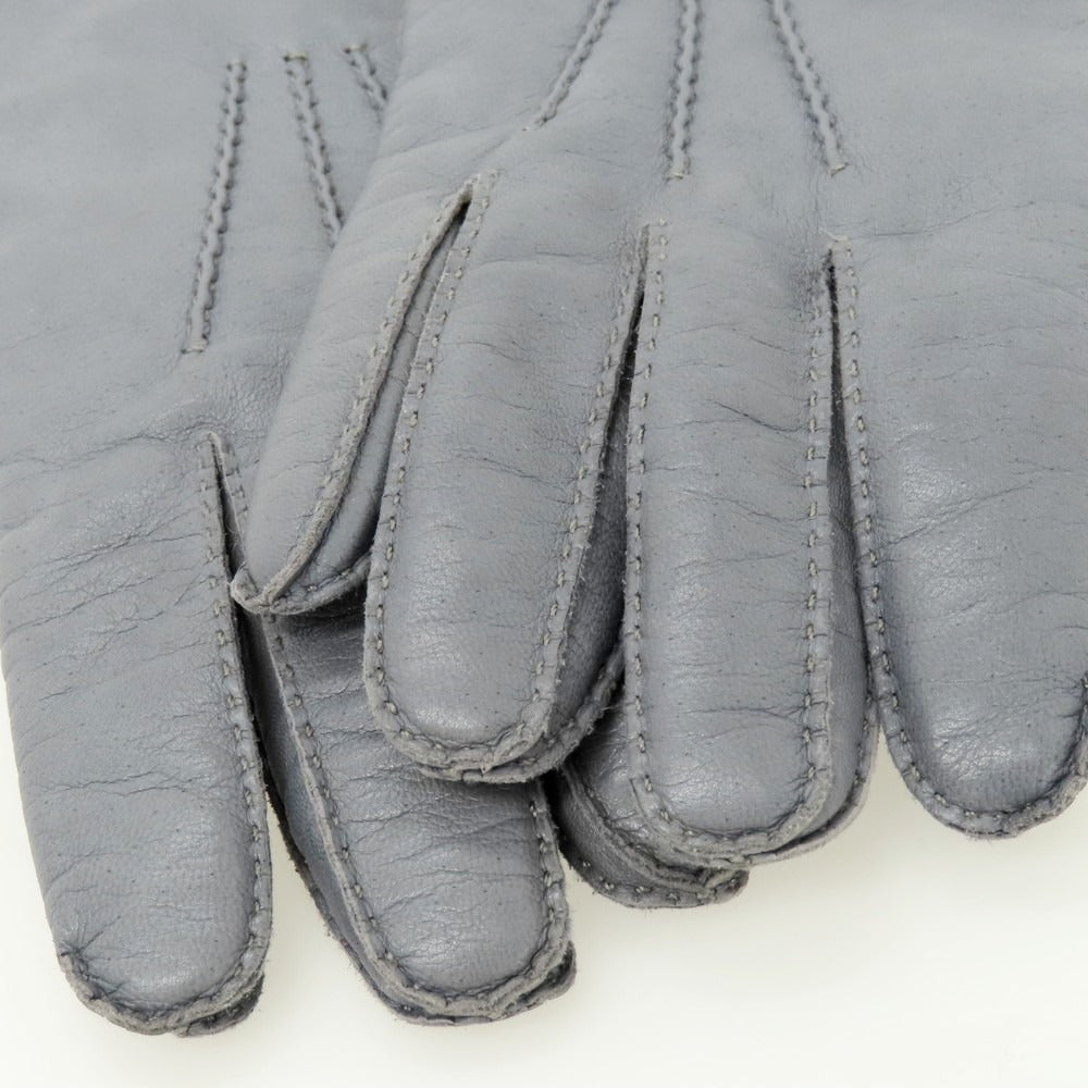 【中古】カリデイ CARIDEI レザー×カシミヤ 手袋 グレー【 8 1/2 】【 状態ランクB 】【 メンズ 】