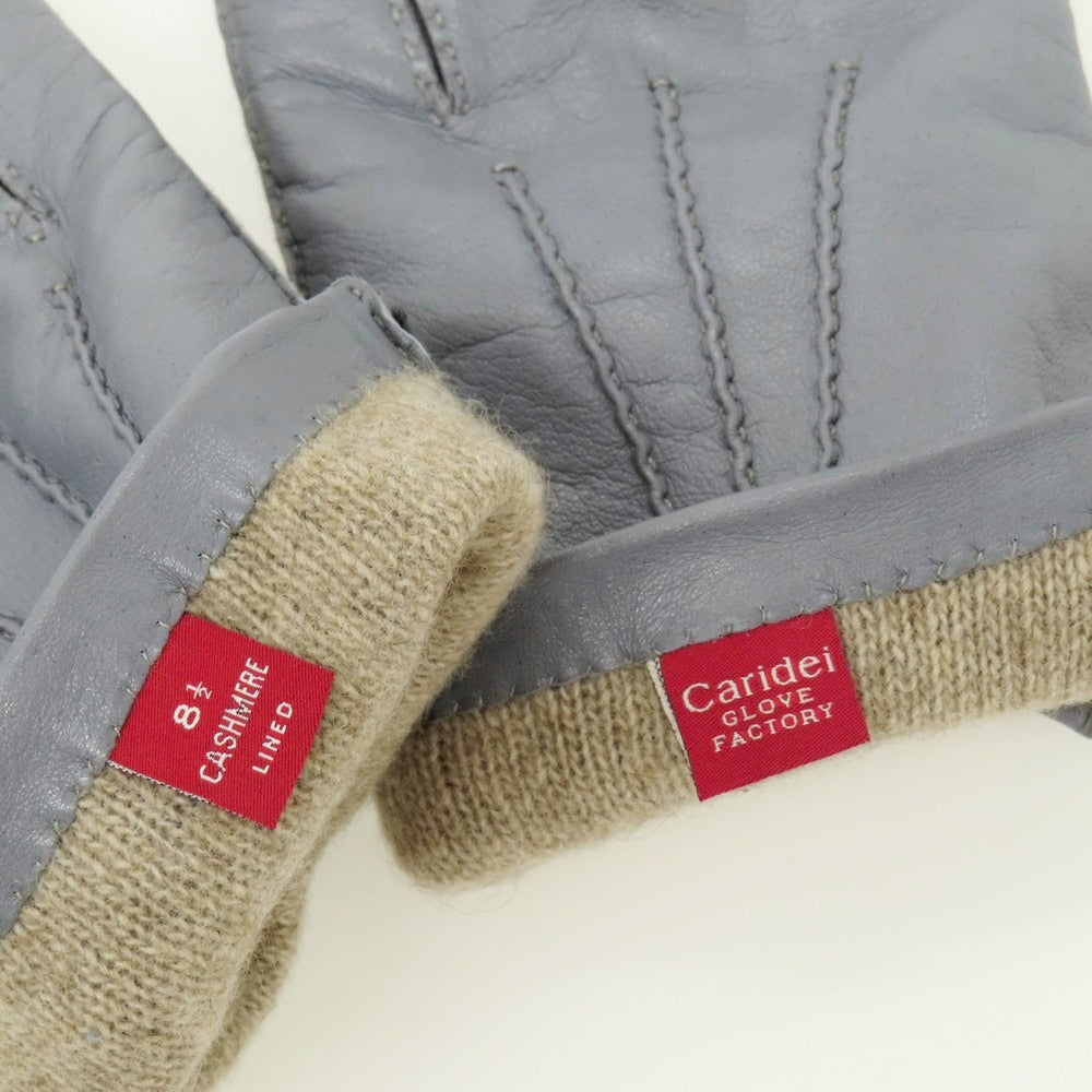 【中古】カリデイ CARIDEI レザー×カシミヤ 手袋 グレー【 8 1/2 】【 状態ランクB 】【 メンズ 】