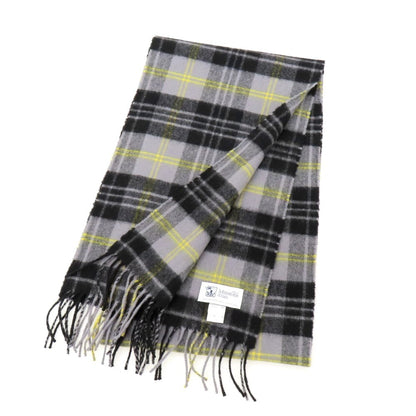 【中古】ジョンストンズ JOHNSTONS カシミヤ チェック マフラー グレーxブラック【 状態ランクB 】【 メンズ 】