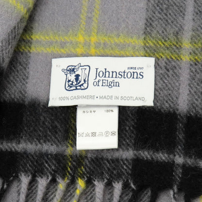 【中古】ジョンストンズ JOHNSTONS カシミヤ チェック マフラー グレーxブラック【 状態ランクB 】【 メンズ 】