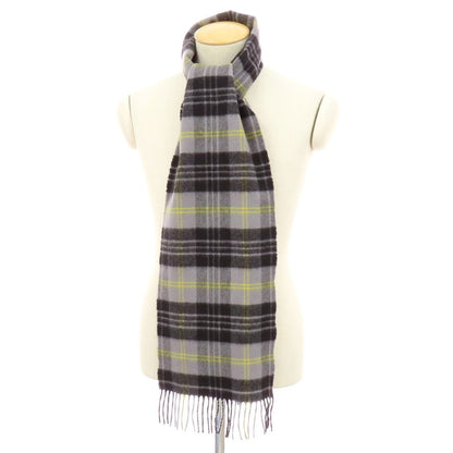 【中古】ジョンストンズ JOHNSTONS カシミヤ チェック マフラー グレーxブラック【 状態ランクB 】【 メンズ 】
