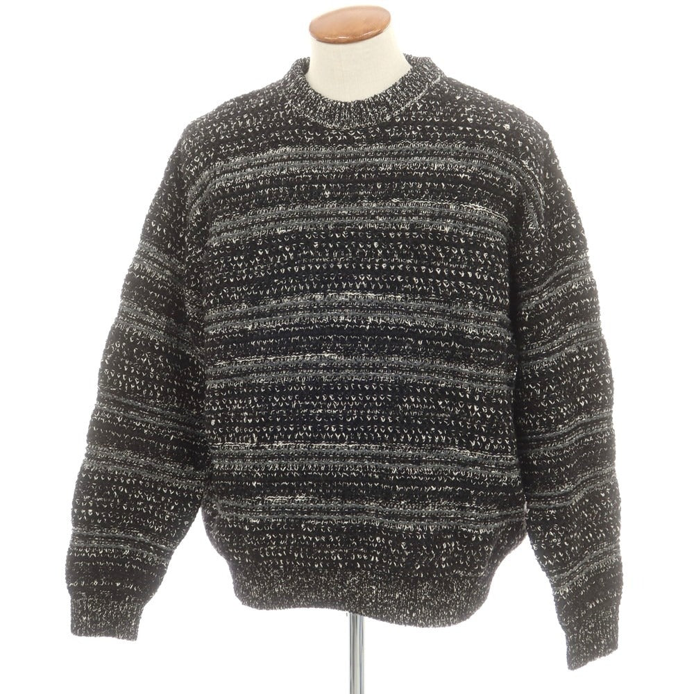 【中古】クレプスキュール crepuscule ウール系 クルーネック プルオーバーニット ブラックxホワイト【 2 】【 状態ランクA 】【 メンズ 】