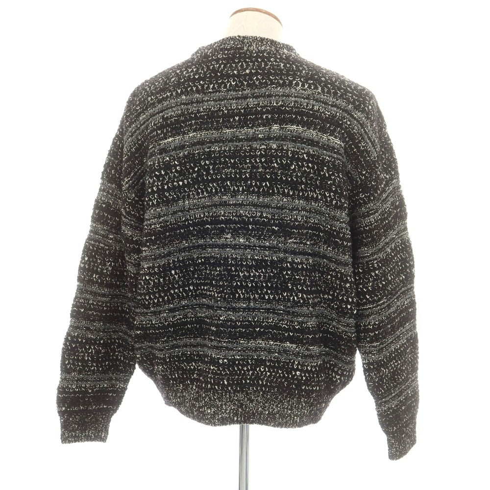 【中古】クレプスキュール crepuscule ウール系 クルーネック プルオーバーニット ブラックxホワイト【サイズ2】【 状態ランクA 】【 メンズ 】[BPD]