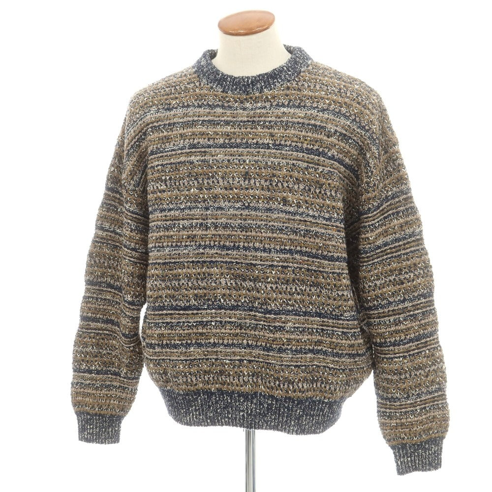 【中古】クレプスキュール crepuscule ウール系 クルーネック プルオーバーニット ネイビーxカーキ【サイズ2】【 状態ランクA 】【 メンズ 】[BPD]