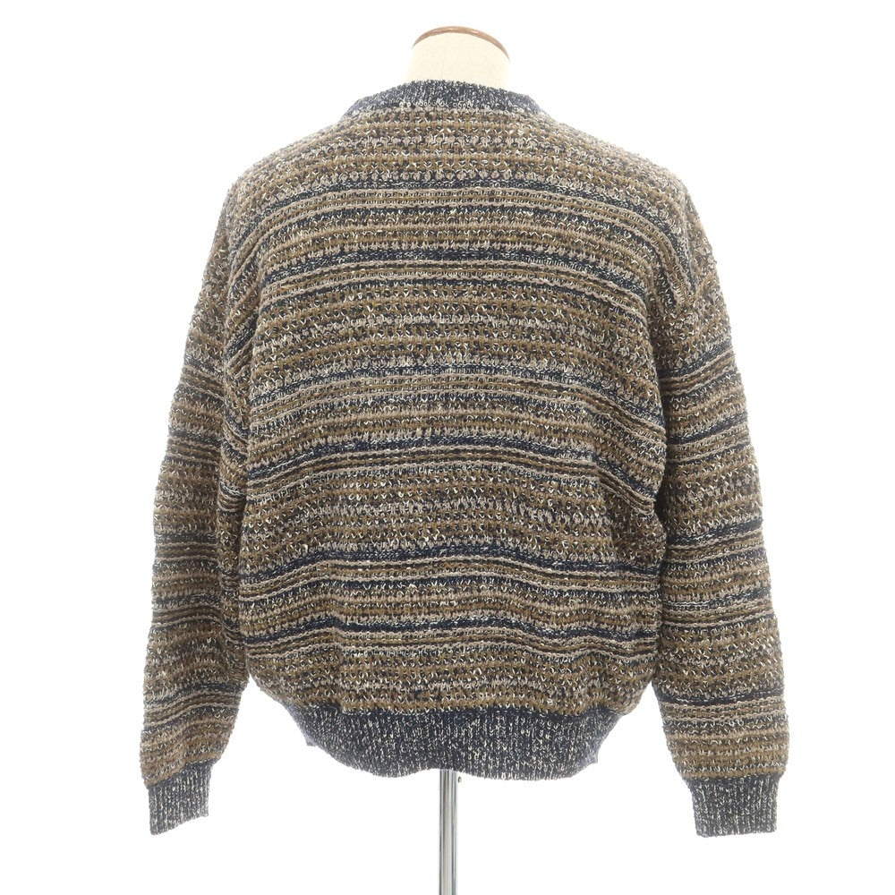 【中古】クレプスキュール crepuscule ウール系 クルーネック プルオーバーニット ネイビーxカーキ【サイズ2】【 状態ランクA 】【 メンズ 】[BPD]