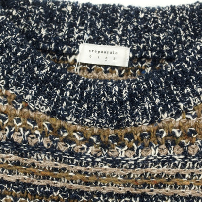 【中古】クレプスキュール crepuscule ウール系 クルーネック プルオーバーニット ネイビーxカーキ【 2 】【 状態ランクA 】【 メンズ 】