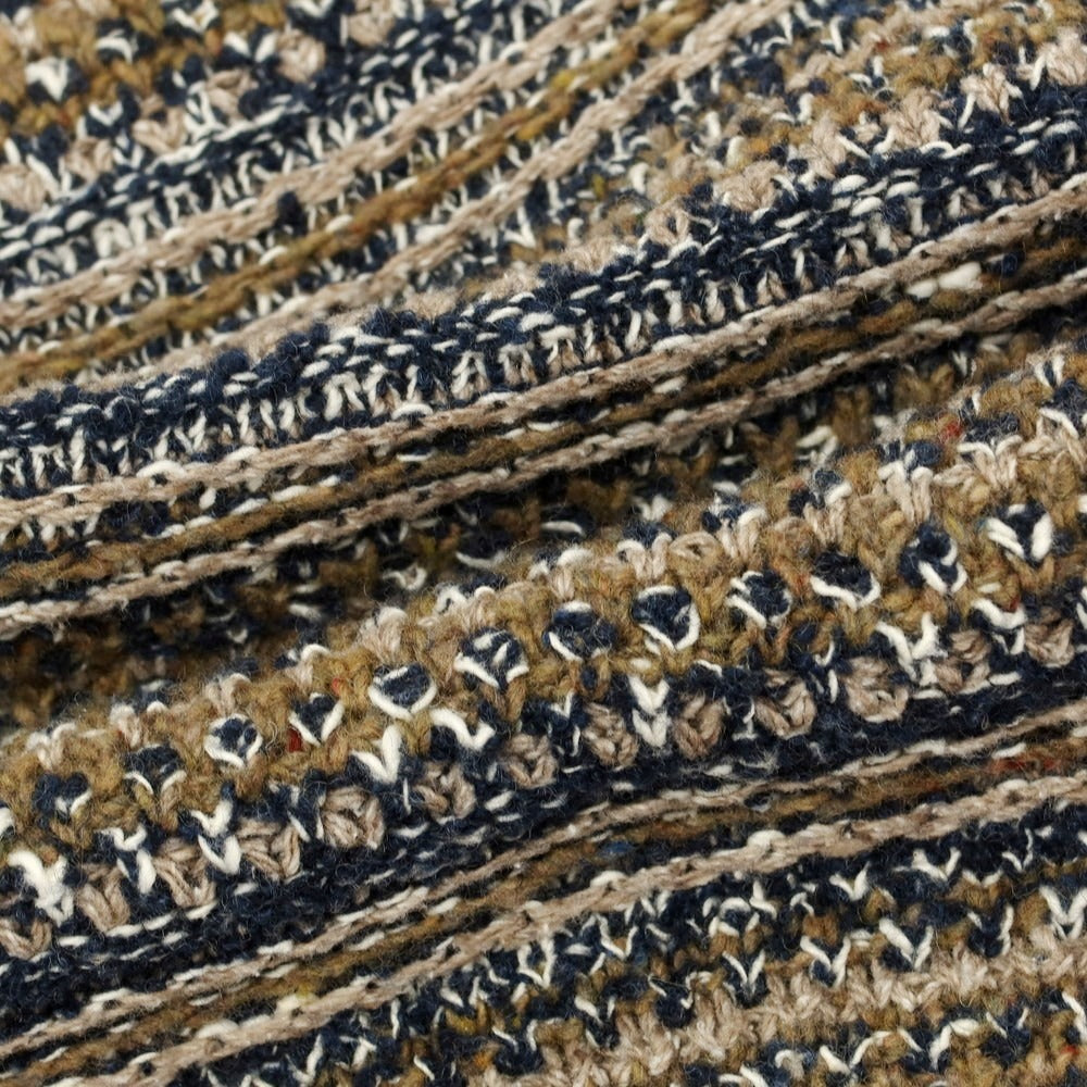 【中古】クレプスキュール crepuscule ウール系 クルーネック プルオーバーニット ネイビーxカーキ【 2 】【 状態ランクA 】【 メンズ 】