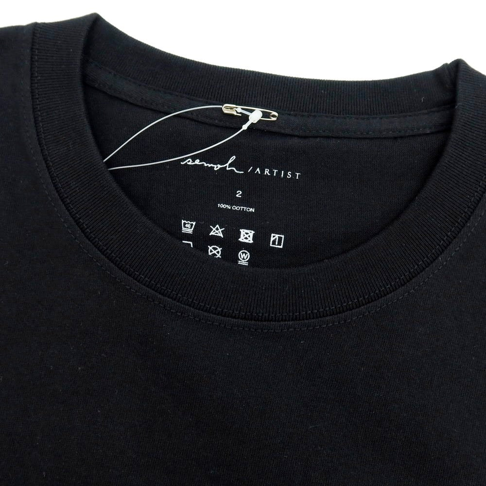 【中古】セモー semoh クルーネック プリント 半袖Ｔシャツ ブラック【サイズ2】【 状態ランクA 】【 メンズ 】[EPD]