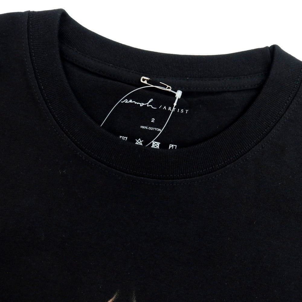 【中古】セモー semoh クルーネック プリント 半袖Ｔシャツ ブラック【サイズ2】【 状態ランクA 】【 メンズ 】[EPD]